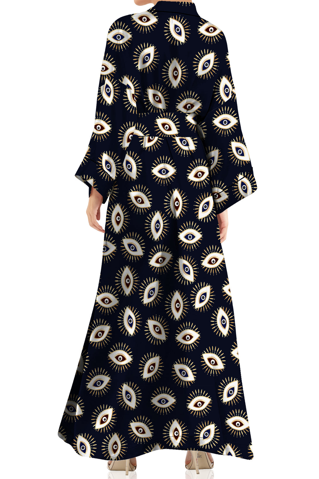 evil eye dress, Kyle X Shahida, silk robes and kimonos, luxury kimono,