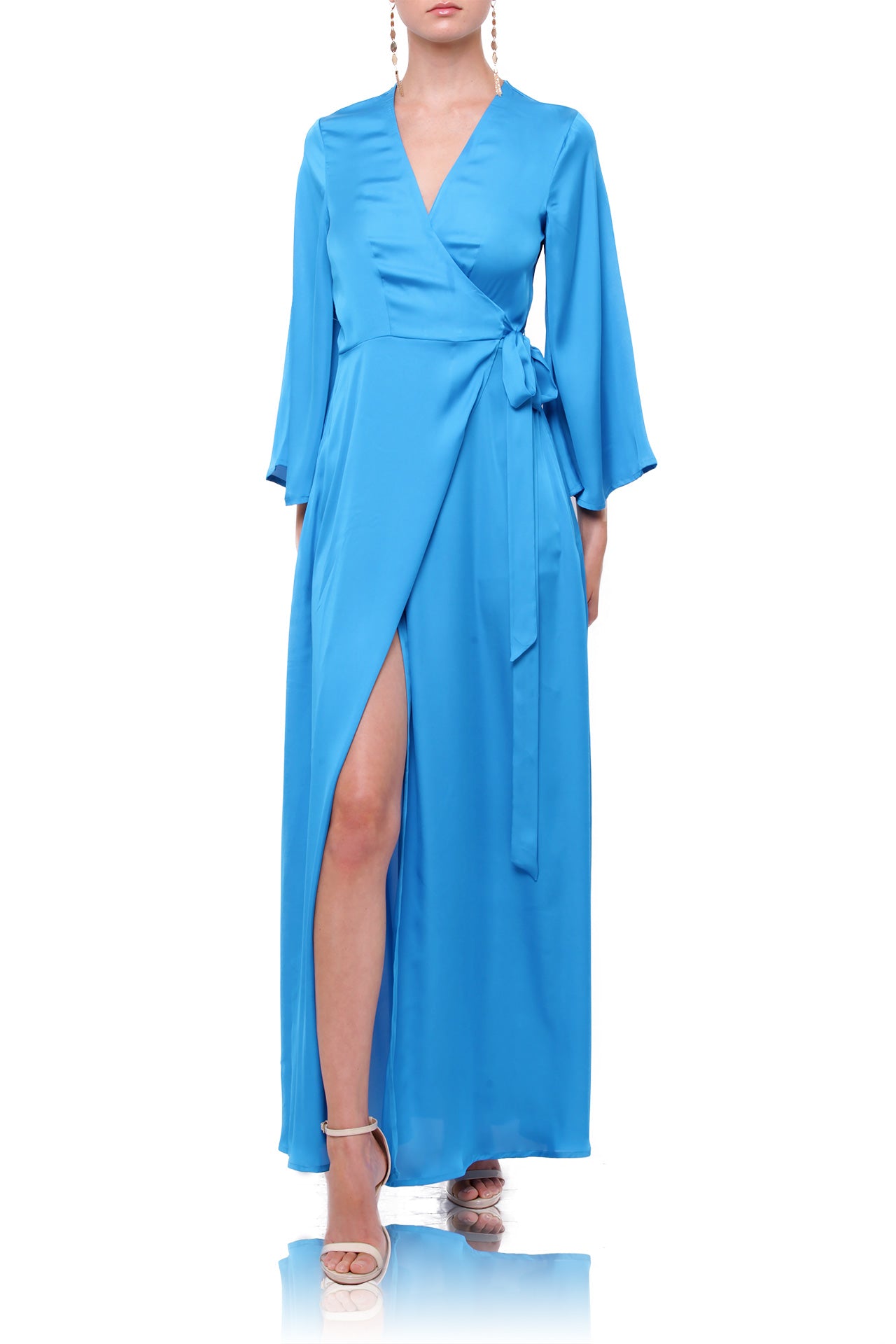 Designer Silk Dresses | Long Sleeve Long Wrap Dress | Shahida Parides