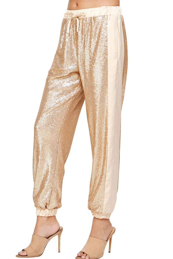 Glam Champagne Sequin Joggers