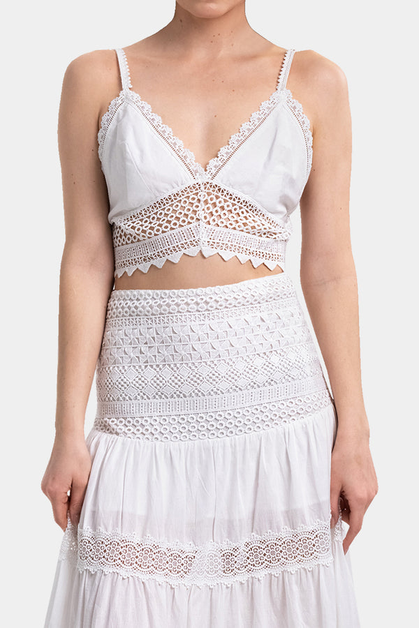 White Cotton Bralette Top