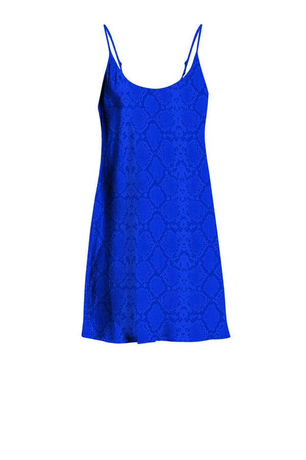 Snake Print Bias Top in Blue