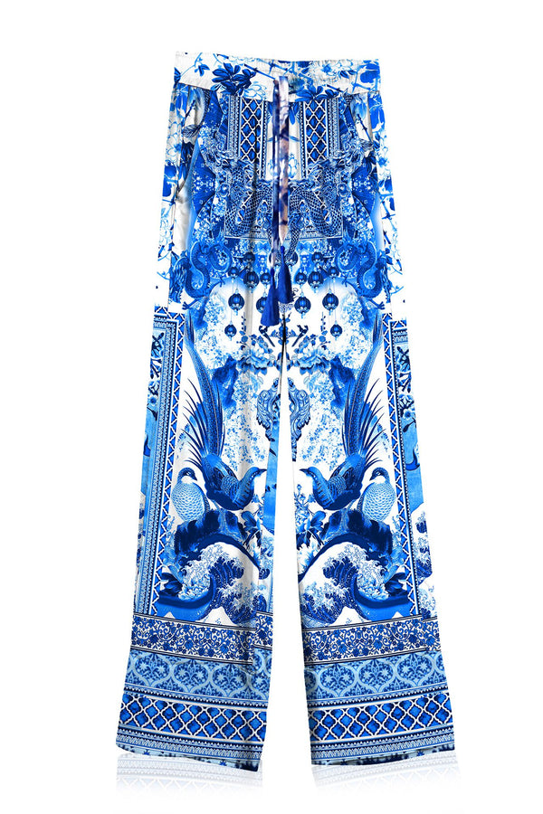 China Azure Drawstring Pajama Pants